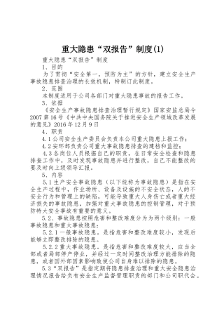 重大隐患“双报告”规章制度