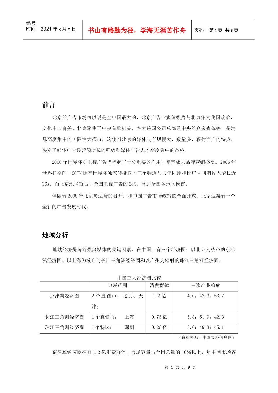 北京广告市场分析管理知识报告_第1页