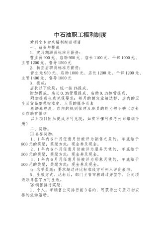 中石油职工福利规章制度细则
