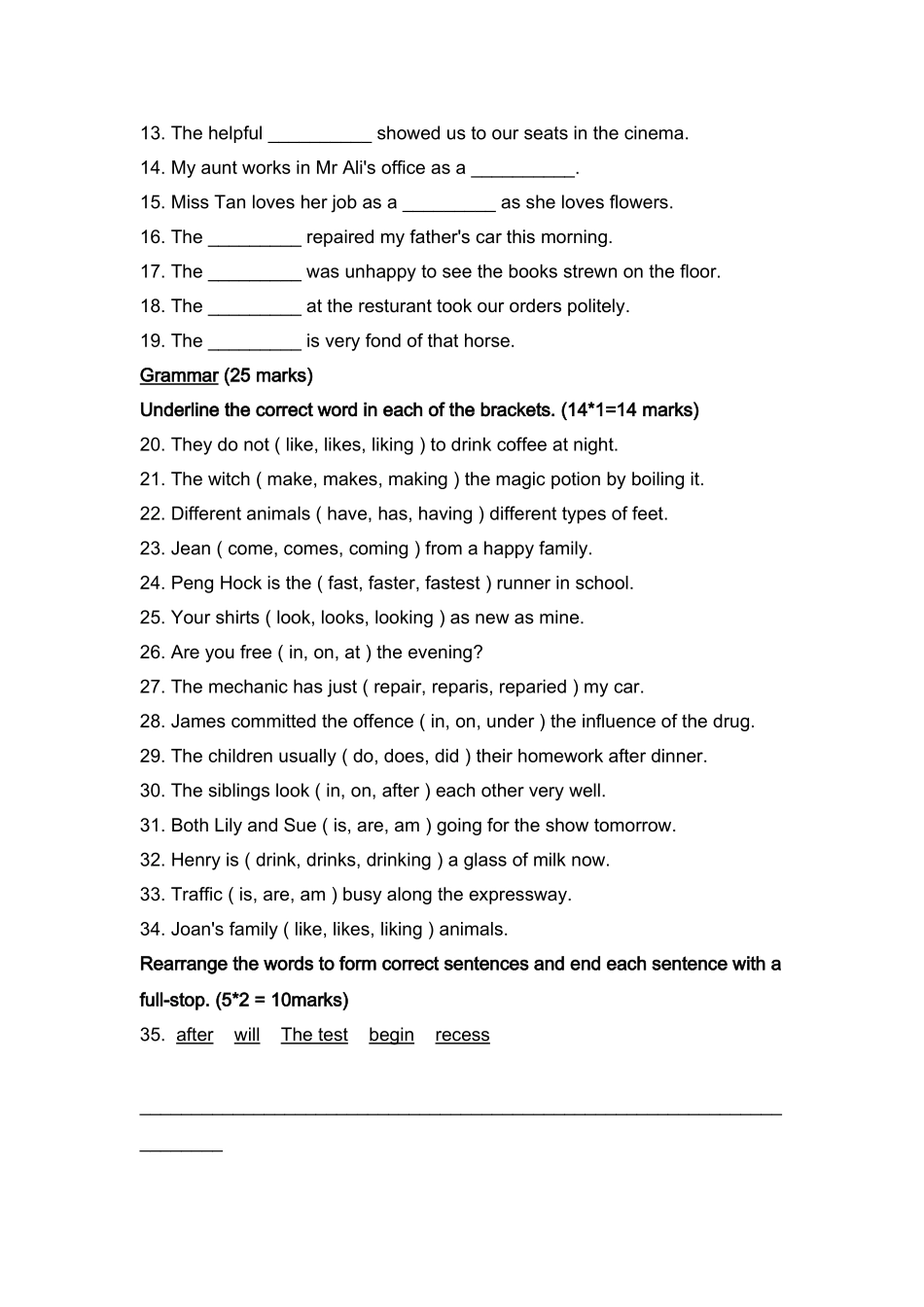 新加坡小学英语试卷二年级PRACTICE 102 _第2页