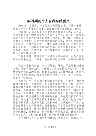 实习期的个人自我总结范文