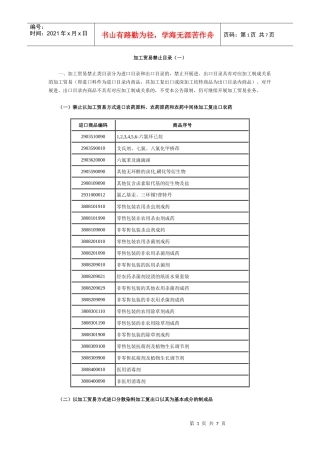 加工贸易禁止目录(一)