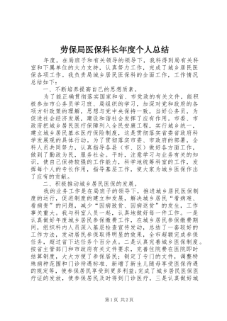 劳保局医保科长年度个人总结