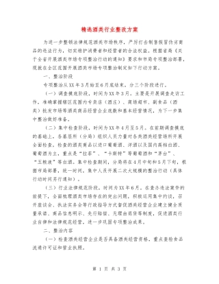 酒类行业整改方案