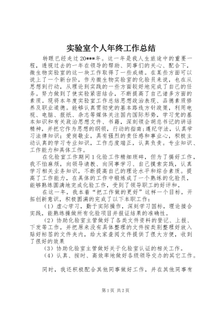 实验室个人年终工作总结