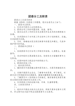 团委分工及职责要求