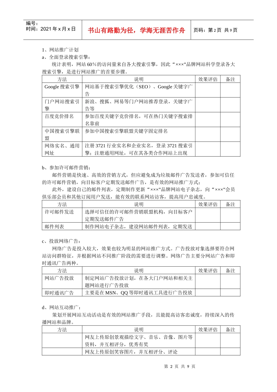 品牌网站网络营销策划方案(完整版)_第2页