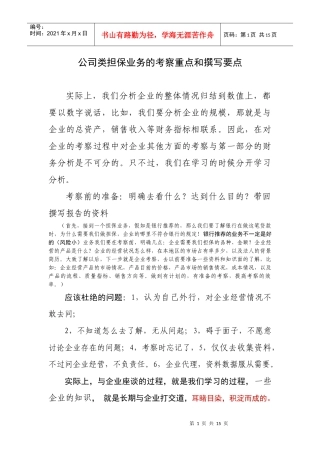 公司类担保业务的考察重点和撰写要点