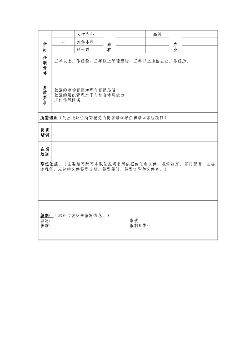 分管业务副经理岗位说明书_第2页