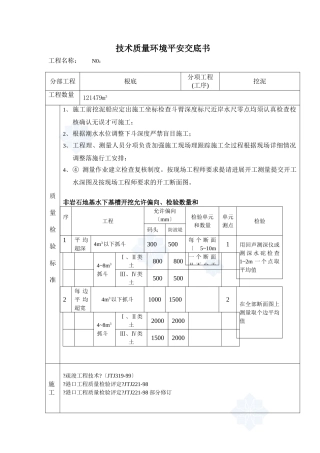 水利工程(挖泥)质量技术安全技术交底