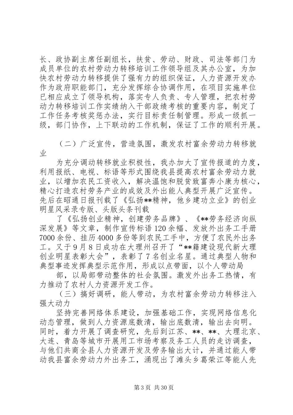 农村人力资源开发工作总结及XX年工作要点(精选多篇)_第3页