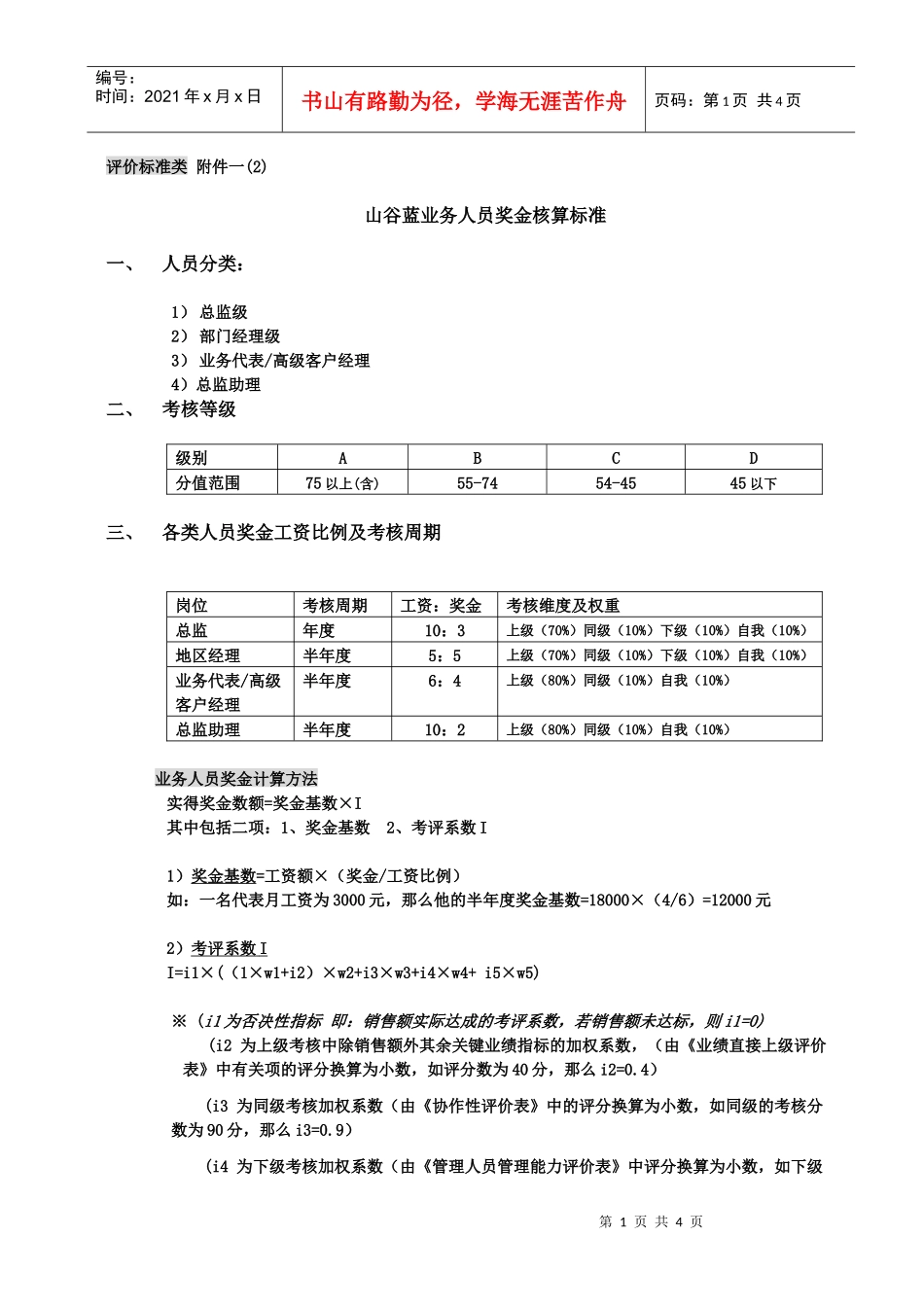 业务人员奖金核算标准_第1页