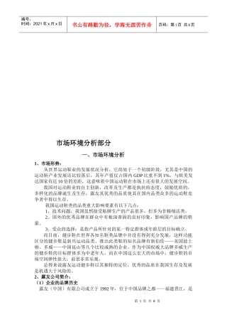 市场环境分析与消费者分析