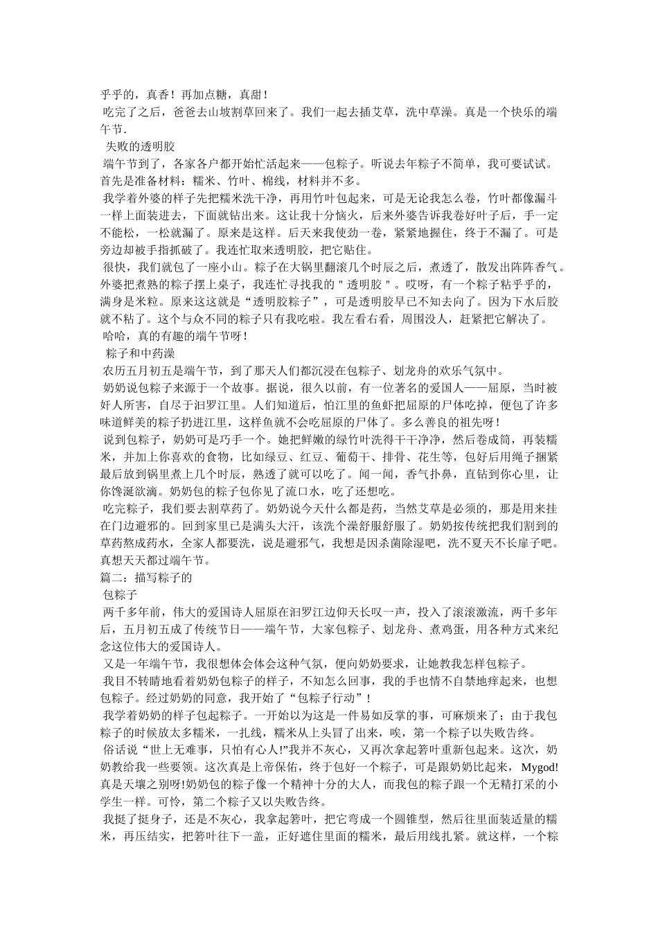 小学生作文吃粽子 _第3页