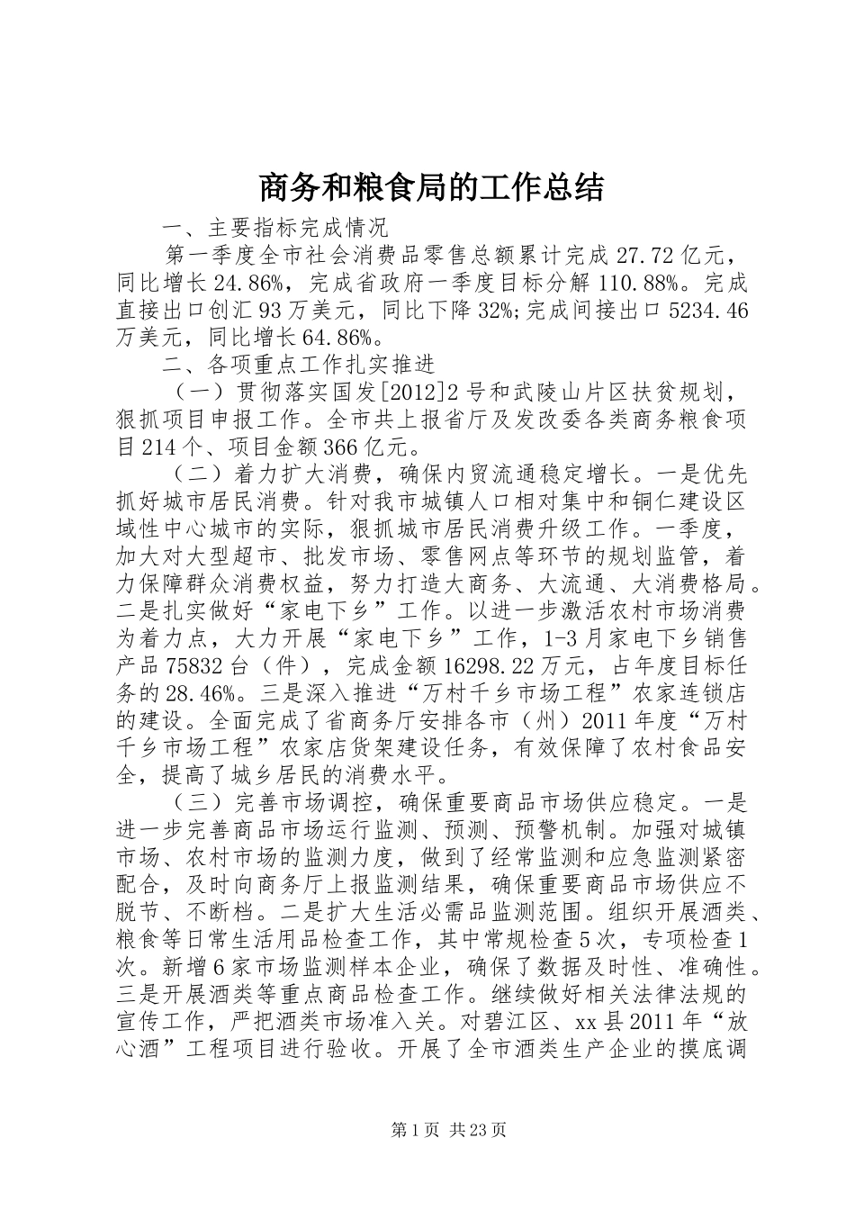 商务和粮食局的工作总结_第1页
