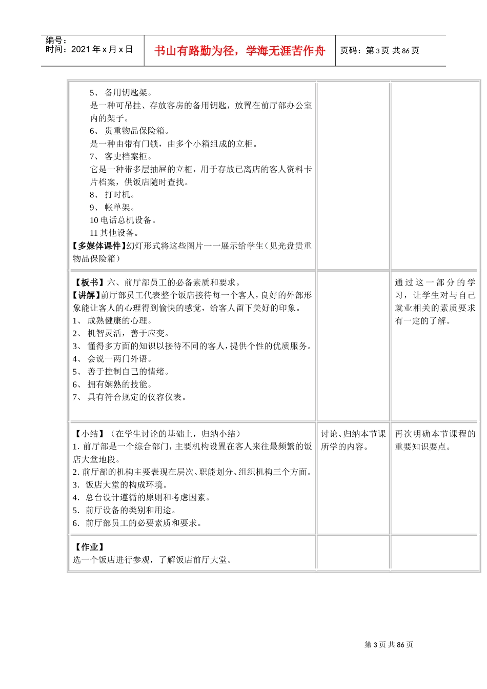 1前厅服务与管理教案(DOC83页)_第3页