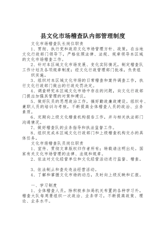 县文化市场稽查队内部管理规章制度 