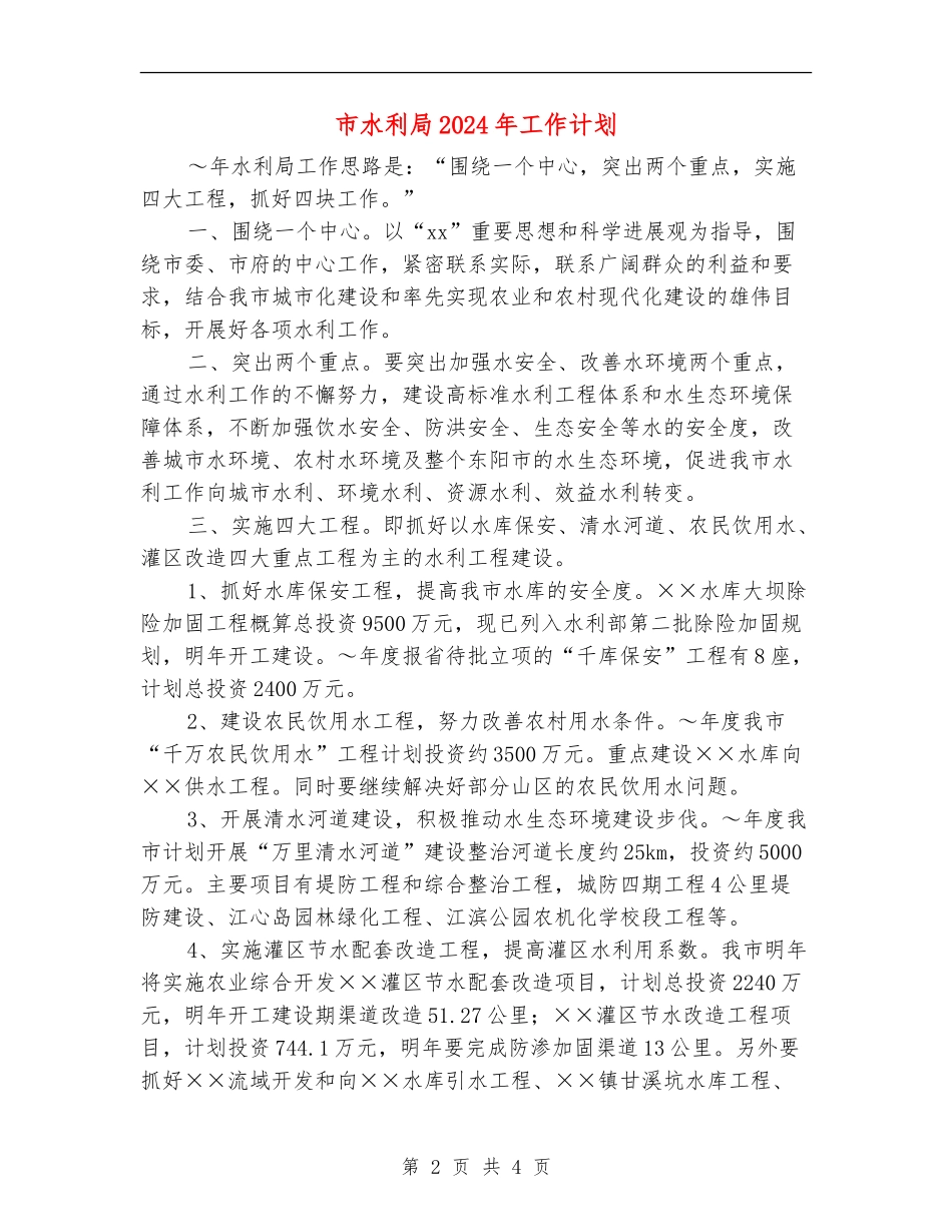市水利局2024年工作计划_第2页