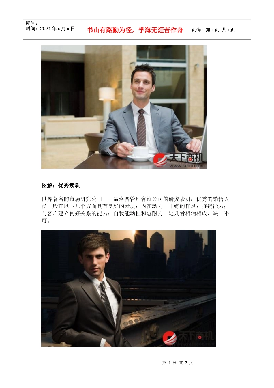 成功营销人员应具备的黄金素质_第1页