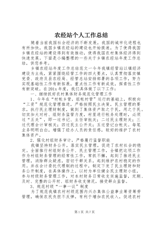 农经站个人工作总结