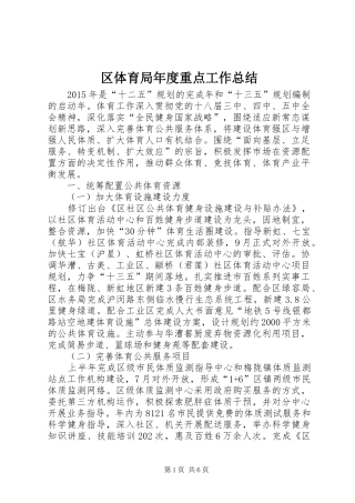 区体育局年度重点工作总结