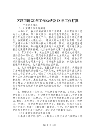 区环卫所XX年工作总结及XX年工作打算