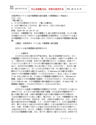 【精品文档-管理学】新经济环境下中小企业网络营销的战略选择_