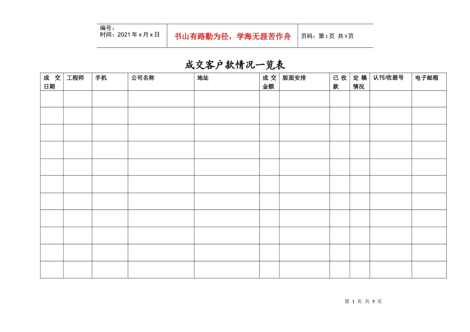 成交意向客户登记表_第1页