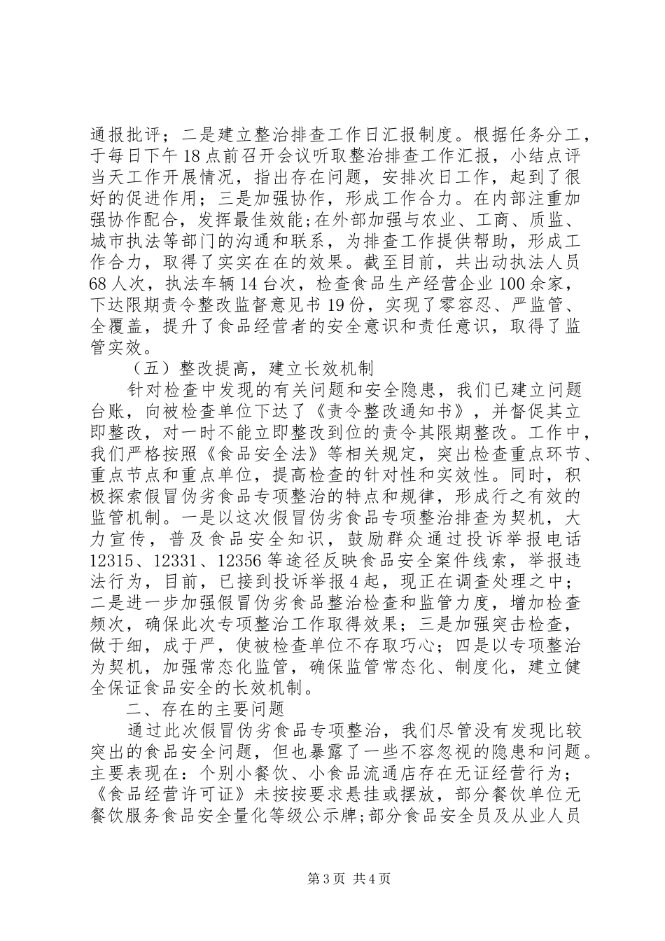 关于开展辖区假冒伪劣食品专项整治工作总结_第3页