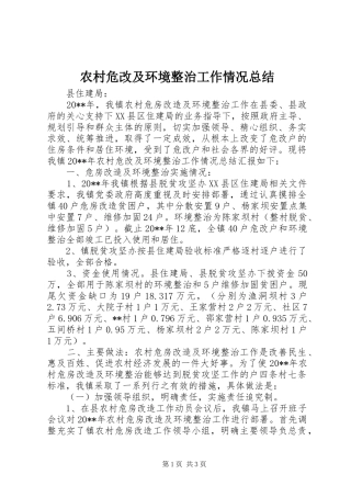 农村危改及环境整治工作情况总结