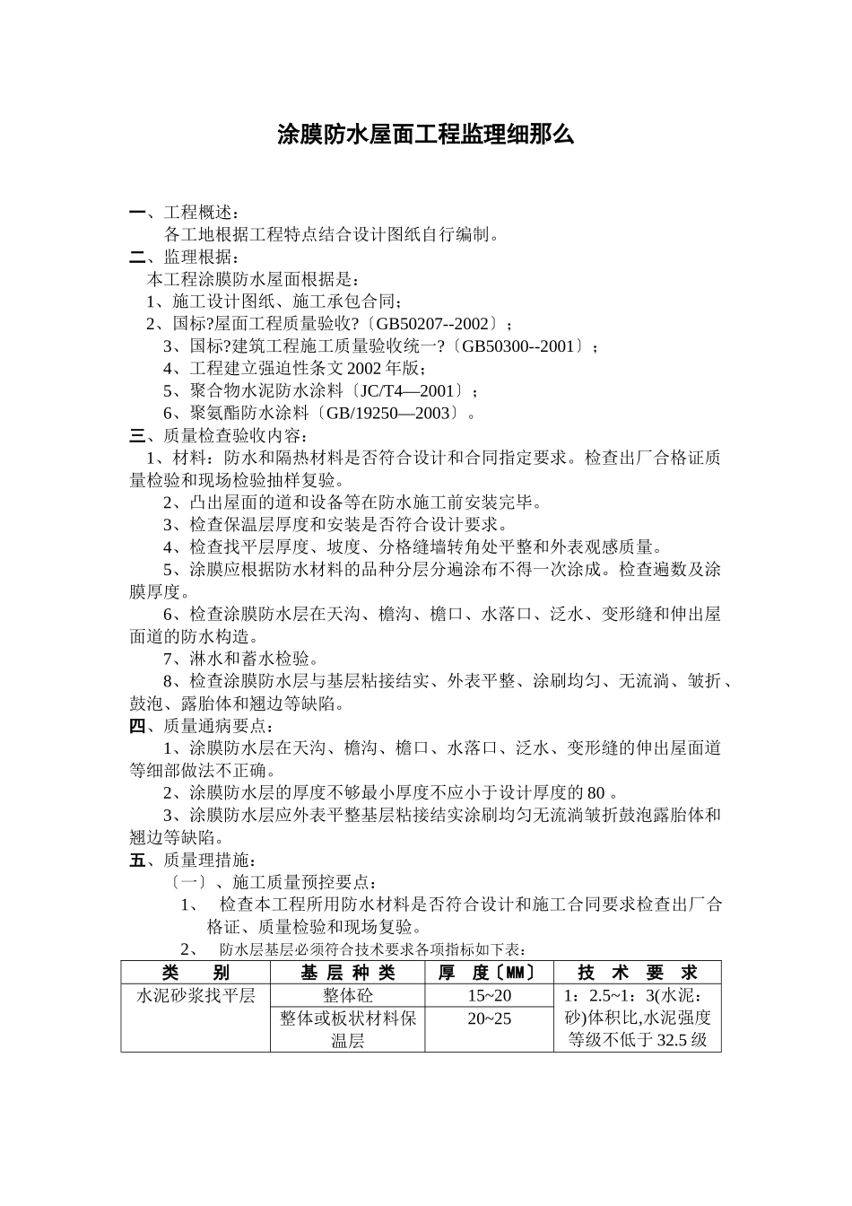 涂膜防水屋面工程监理细则88_第1页