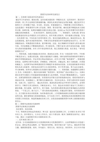 团委书记培训班交流发言 