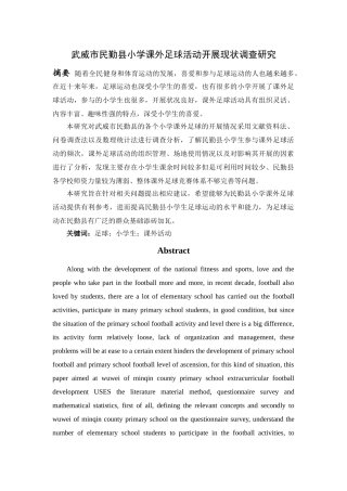 武威市民勤县小学课外足球活动开展现状调查研究 