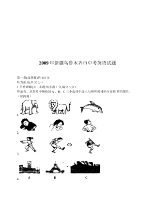新疆乌鲁木齐市年度中考英语试题