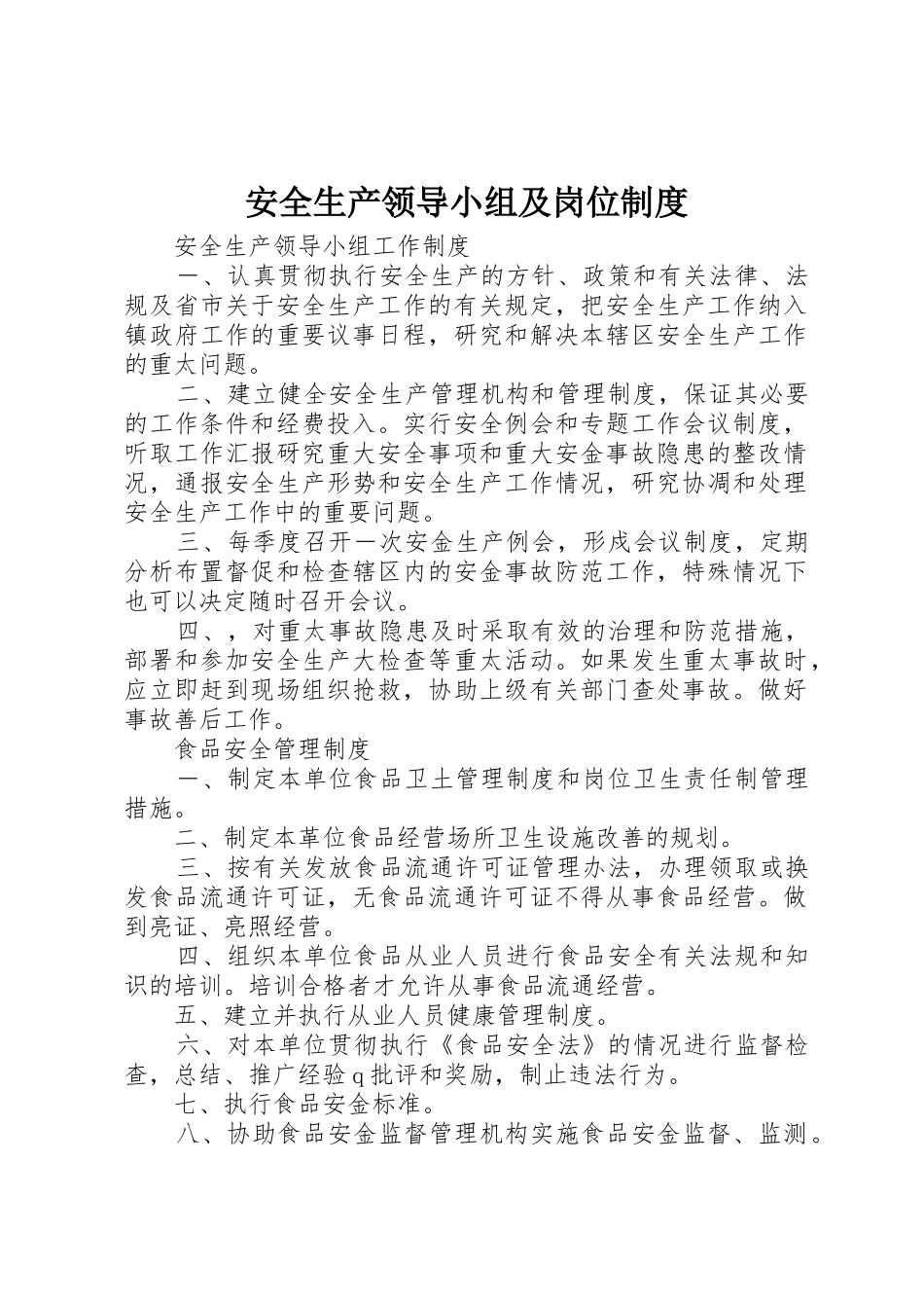 安全生产领导小组及岗位规章制度  (2)_第1页
