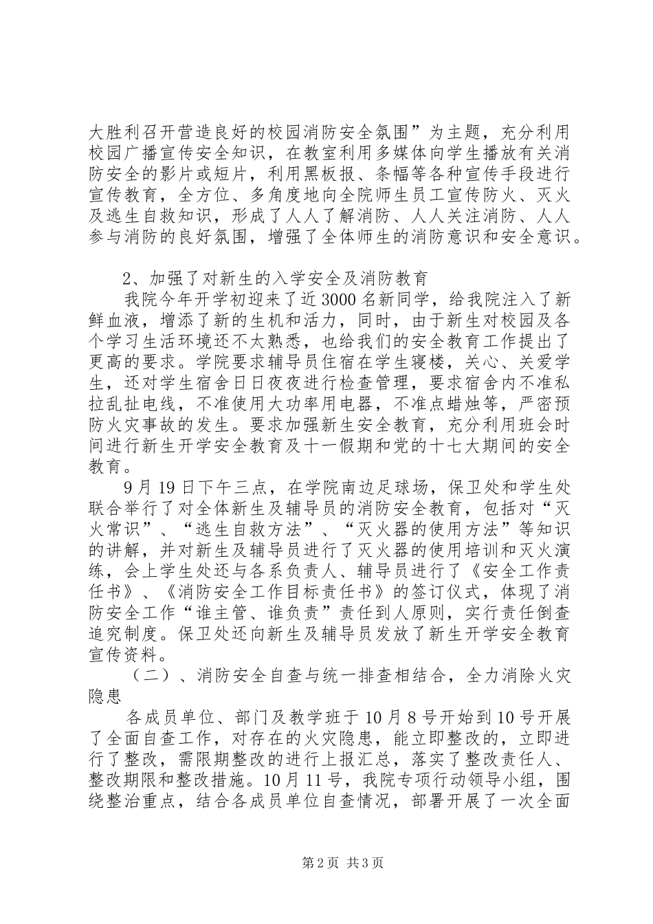 十七大及十一期间消防安全专项行动总结_第2页