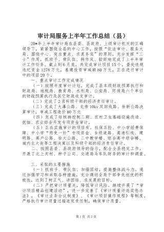 审计局服务上半年工作总结（县）