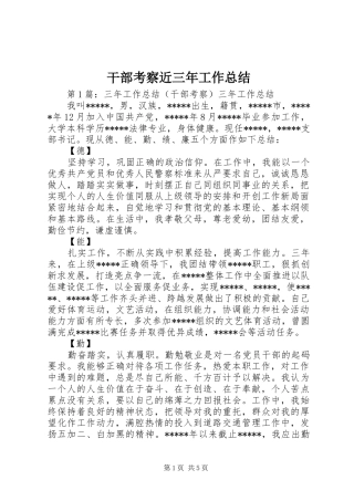 干部考察近三年工作总结