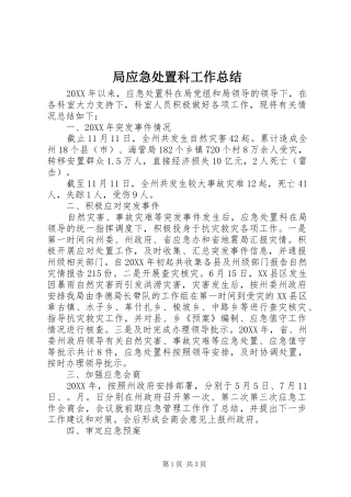 局应急处置科工作总结