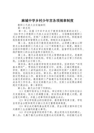 麻城中学乡村少年宫各项规章规章制度 