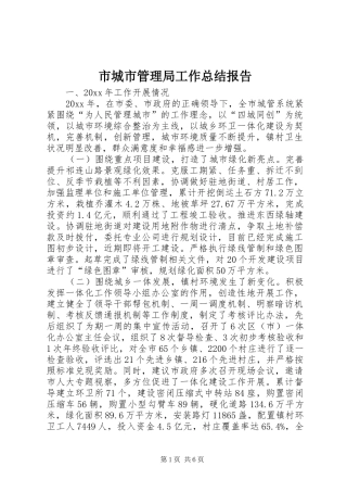 市城市管理局工作总结报告
