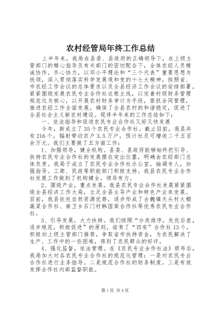 农村经管局年终工作总结