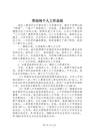 劳动局个人工作总结