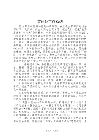 审计处工作总结