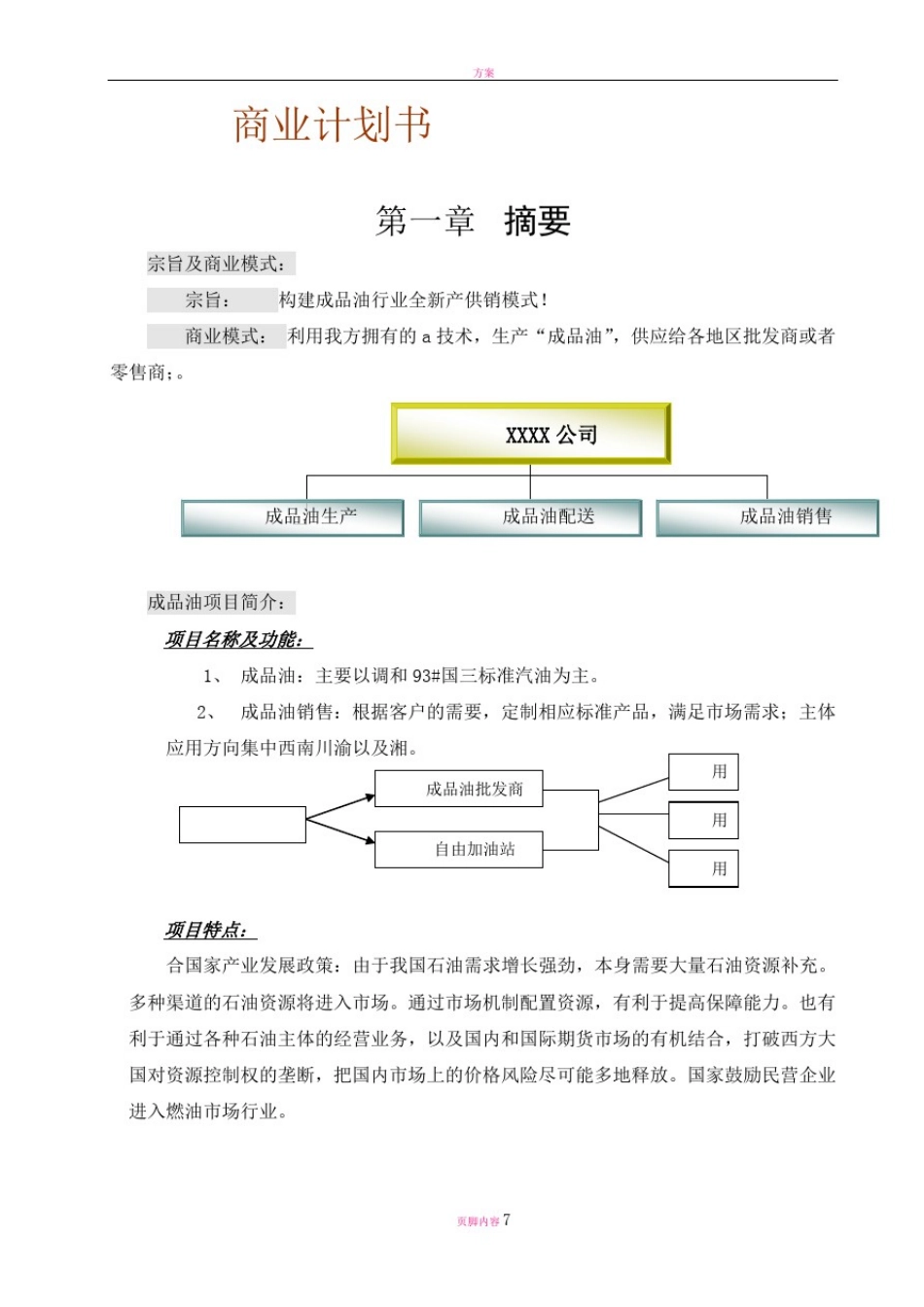 成品油项目商业计划书1_第1页