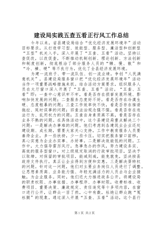 建设局实践五查五看正行风工作总结