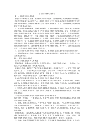 学习团队精神心得体会参考 