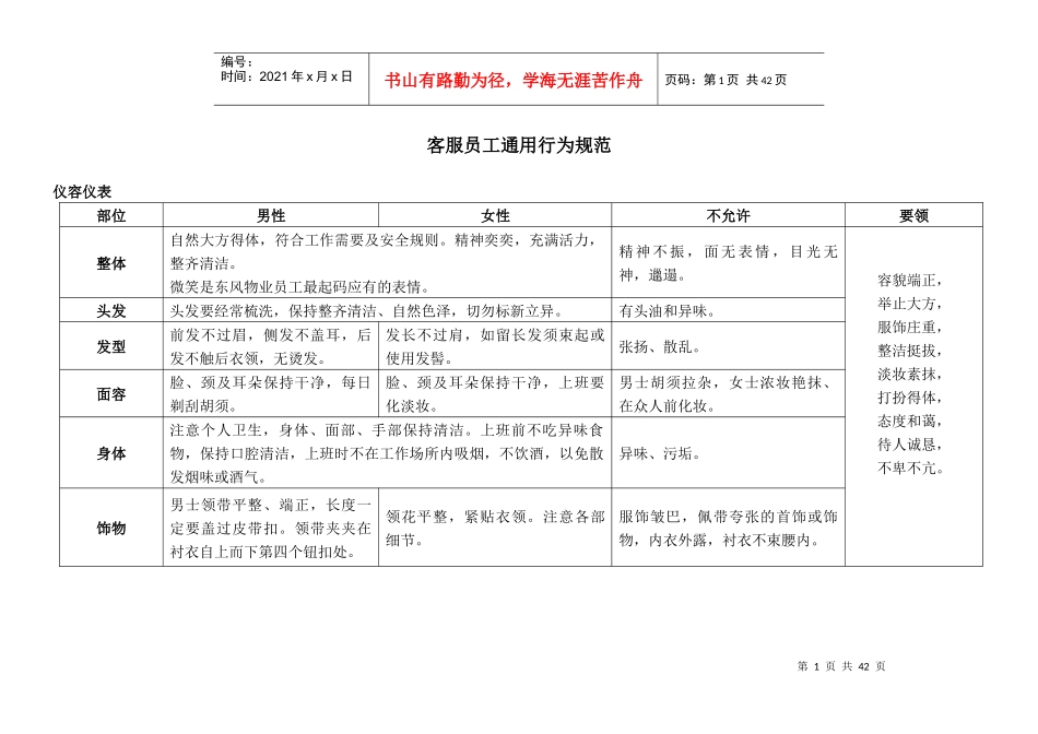 客服员工通用行为规范_第1页