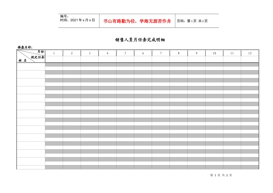 10销售人员月任务完成明细（附件十）_第1页