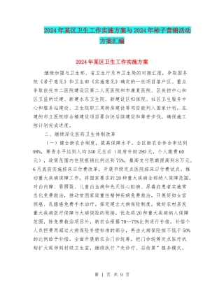 2024年某区卫生工作实施方案与2024年柿子营销活动方案汇编